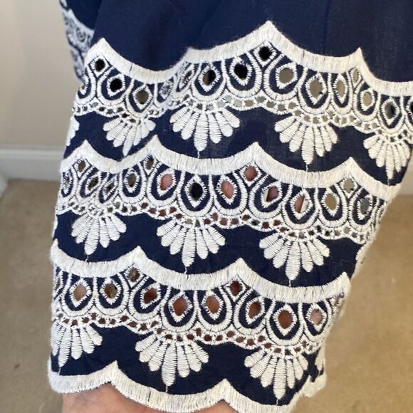 Navy Skirt with White Embroidery INC Summer Styling Size 2 - Picture 5 of 5